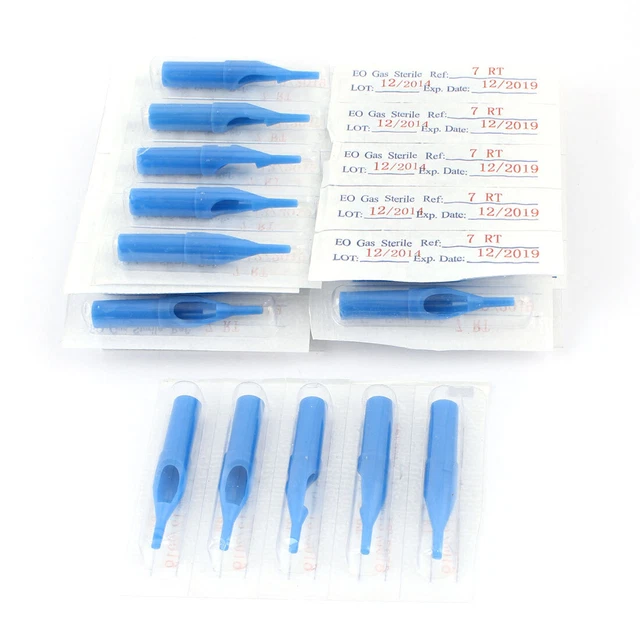 50 pezzi aghi per tatuaggio monouso Tip Tube 7R blu per Round Liner/Shader
