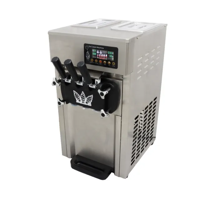 3 Flavor Soft Serve Ice Cream Machine Pre-cooling Time Controller 1.8gal 110V