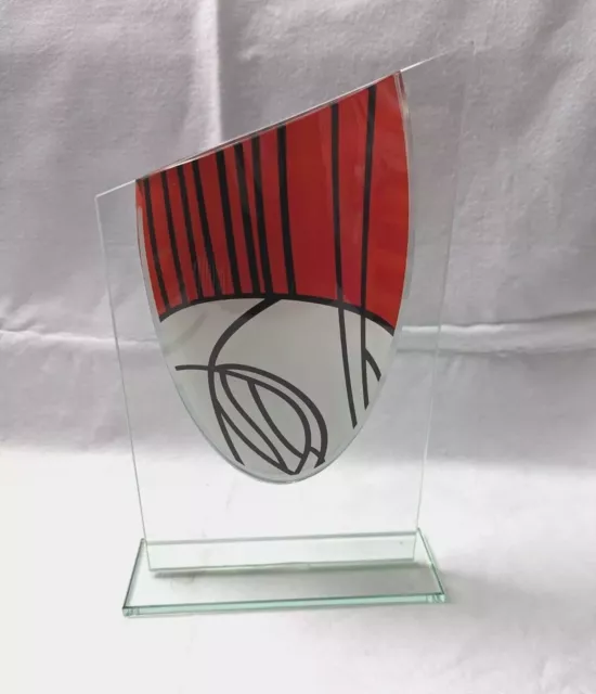 Vintage Mackintosh Inspired Glass Vase Red & Black Geometric Collectable Art