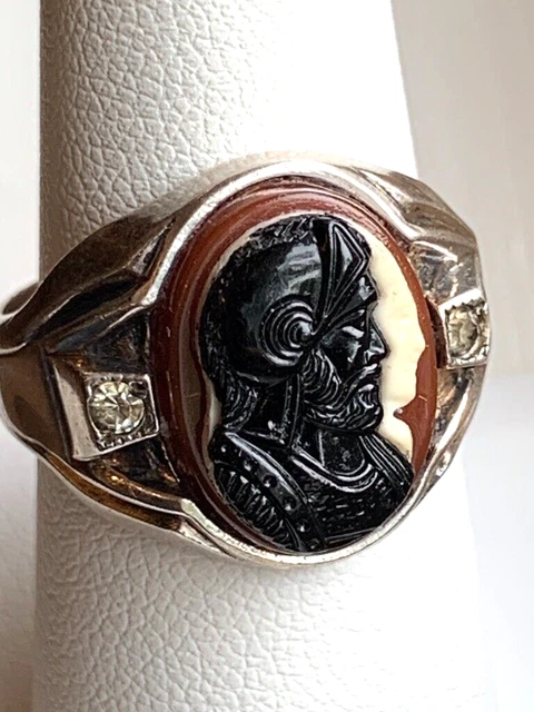 Vintage Mens Cameo Greek Roman Soldier Sterling Silver sz. 8 Ring Warrior Vintage Mens Cameo Greek Roman Soldier Sterling Silver sz. 8 Ring Warrior