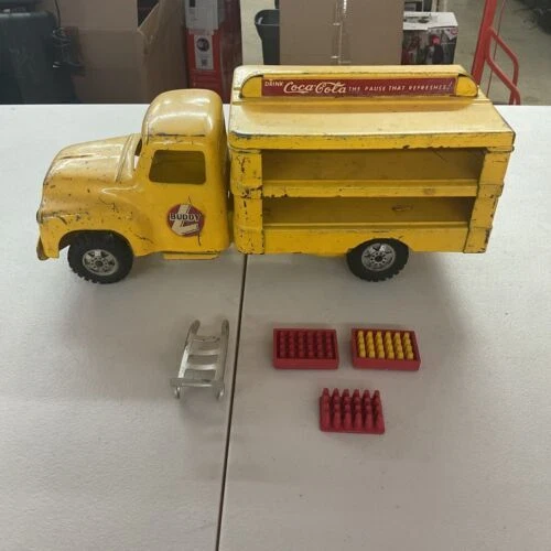 #9 Vintage Yellow 1960‚ Buddy L Pressed Steel Coca Cola Ford Delivery Truck