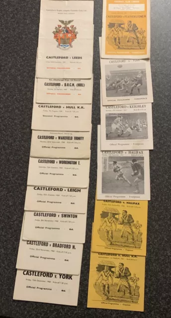 15 x OFFICIAL CASTLEFORD TIGERS HOME MATCH DAY PROGRAMMES  1960s - 1970s Seasons