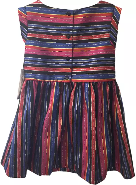 Pippa & Julie New Girl's Size 4 Holiday Party Fit & Flare Multi Stripe Metallic 2