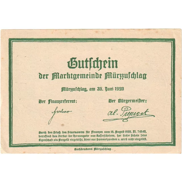 [#287970] Austria, Mürzzuschlag, 50 Heller, paysage 1920-08-18, UNC Mehl:FS 639,