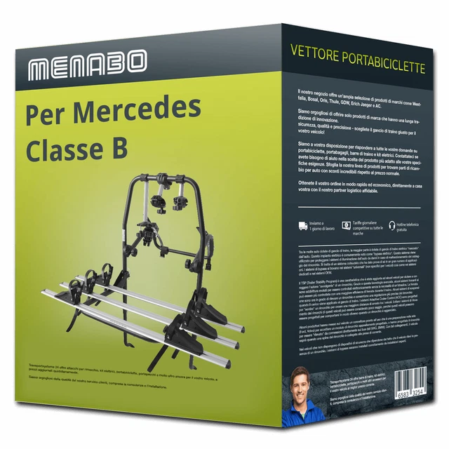 Menabo Polaris 3 portabici portellone per Mercedes Classe B W245 - 3 bici Nuovo