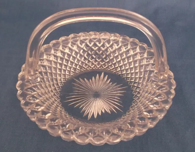 Vintage Westmoreland Diamond Hobnail Scalloped Edge Glass Basket Bon Bon Dish 2