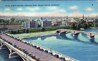 Pearl Street Bridge Grand Rapids Michigan Postcard Unposted