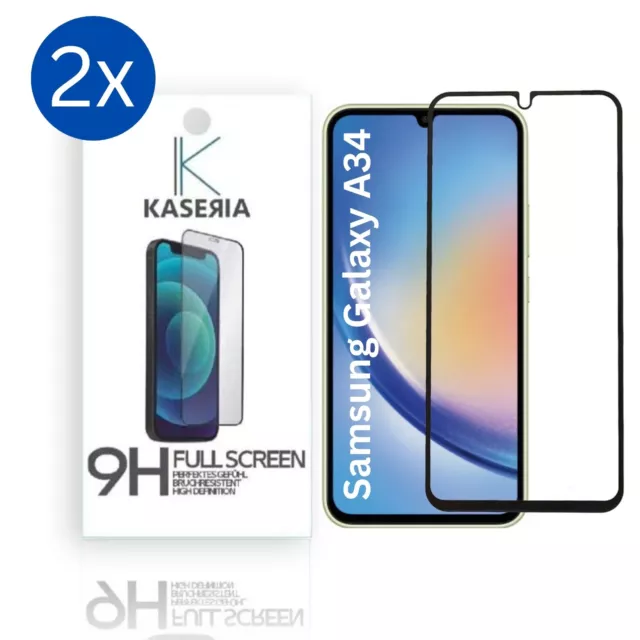 2x Panzerfolie für Samsung Galaxy A34 Displayschutz FullScreen Schutzglas