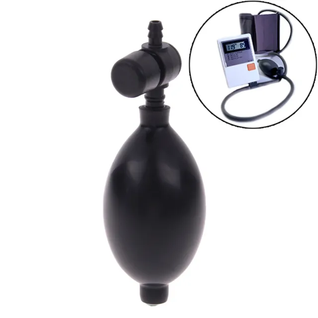 Black rubber blood pressure sphygmometer adjustable pump bulb valve accesso.HE