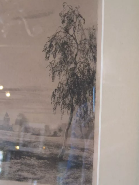 Antique Dernier 19th Début 20th Siècle Allemand Signée Gravure De Paysage 2