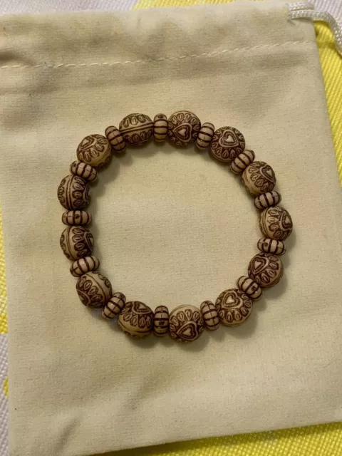 HANDMADE Unisex Brown Wood Beaded Bracelet