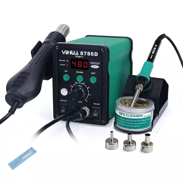 YIHUA 2in1 Soldering Solder Station SMD Rework Iron with Hot Air Gun 8786D 740W