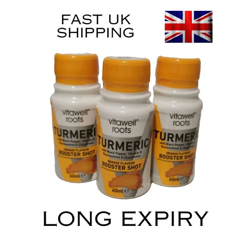 3 X VITAWELL Roots Turmeric & Black Pepper Orange Flavour Booster Shot