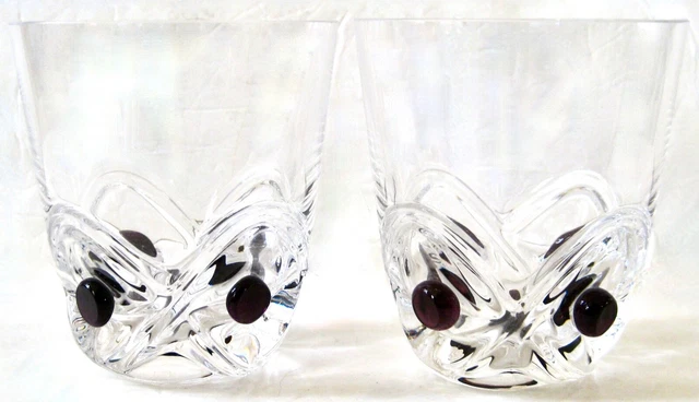Lalique French Art Deco Crystal Floride Whiskey Glasses - Pair - Mint Condition