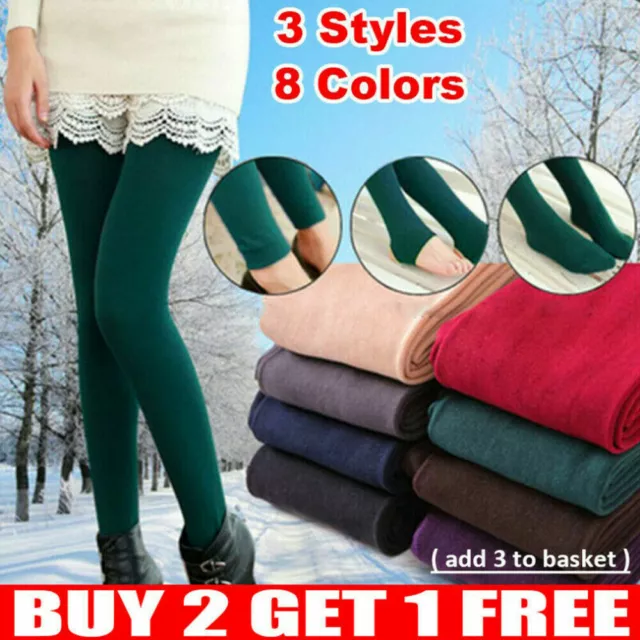 Women's Ladies Winter Warm Fleece Lined Thick Thermal Full Foot Tights Pants