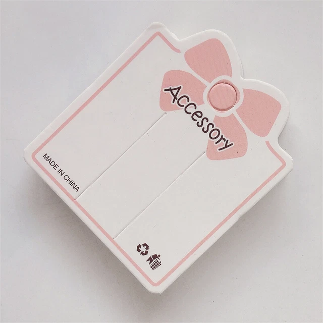 50PCS Pink Bowknot 2 Pores Display Paper Card Hair Accessories Packaging Supp