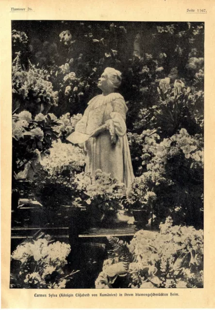 Carmen Sylva Königin Elisabeth von Rumänien in ihrem blumengeschmüchten Heim1904