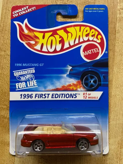 1996 Hot Wheels #378 1996 Mustang Gt, First Edition, Mtfk Red