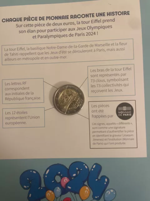 Pièce 2 euros jo 2024 JEUX OLYMPIQUES DE PARIS 2024 PIÈCE- COMMÉMORATIVE NEUVE