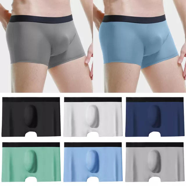 Sexy Hommes Glace Soie Sans Couture Boxer Slips Culottes Sous-Vêtements R