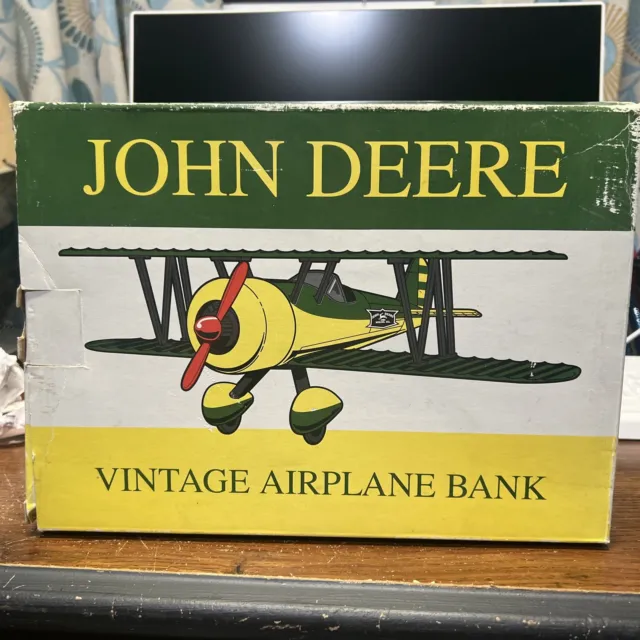 John Deere JD94 Stearman Bi-Plane Vintage Airplane Bank 1993 #37516 Plane Metal