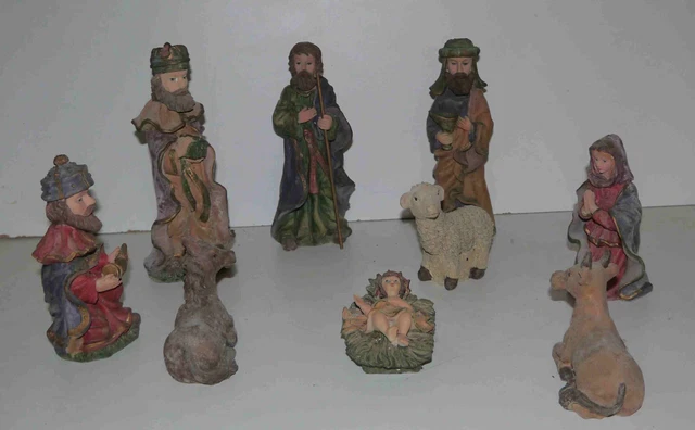 Lot De Santons Vintage En Caoutchouc Allright - Pour Crèche De Noël - Multicolore