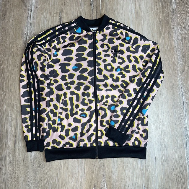 Adidas Originals Full Zip Track Jacket FM9996 Size M Girls Leopard Print Pink