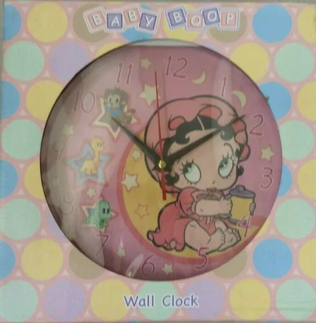 BABY BOOP Pink Sparkle Frame Wall Clock Baby Betty Boop on Dial Brand New in Box