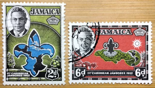 1952 Jamaica First Caribbean Scout Jamboree Used Kgvi Stamps Set