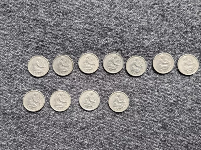 10mal 50 Pfennig  Bank Deutscher Länder 1949 und 1 ist von 1950 Bundesrepublik