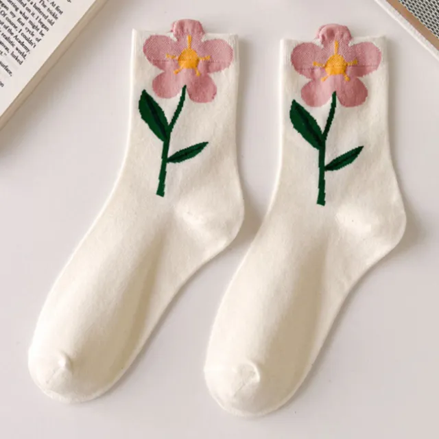 EY# Candy Color Socks Casual 3D Flower Daily Home Outdoor Sports Wear (White)