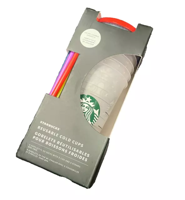 Starbucks Summer 2021 Confetti Swirl Color changing Reusable Cold Cups Set Of 5