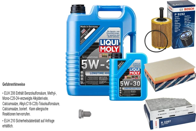 QR-Parts Motoröl-Set 5W-30 Longtime High Tech + Luft- & Ölfilter – Für BMW, VW, Mercedes U.a., 5L + 1L Öl & Filter