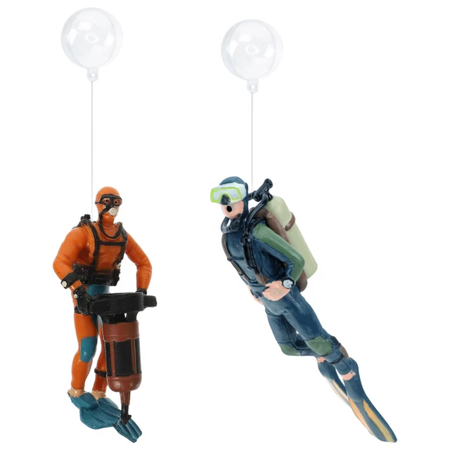 2 Pcs Miniature Divers Figurines Fish Tank Diver Miniature Ornaments Aquarium