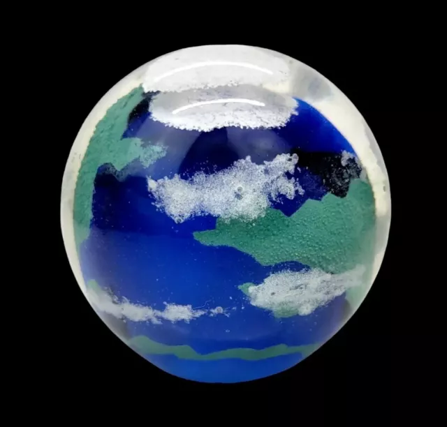 Dynasty Gallery Art Glass Paperweight Earth Glow Globe Large 4" Glow In The Dark