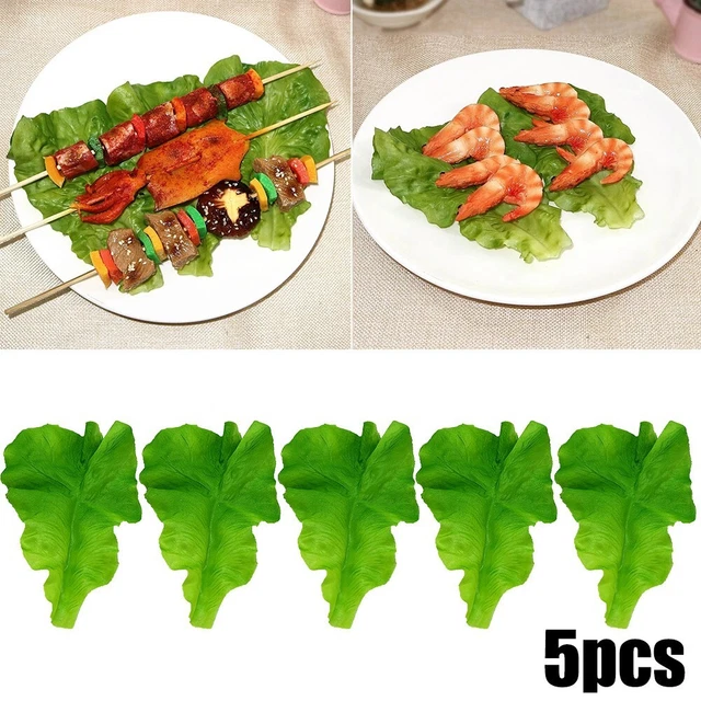 Lot De 6 Feuilles De Laitue Artificielles En Plastique - Décoration Réaliste Pour Cuisine, Fête, Vitrine