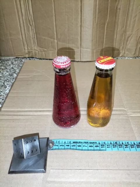 Coppia Rare Bottiglie in Vetro Vintage Aperitivo Bitter Campari Soda E Crodino