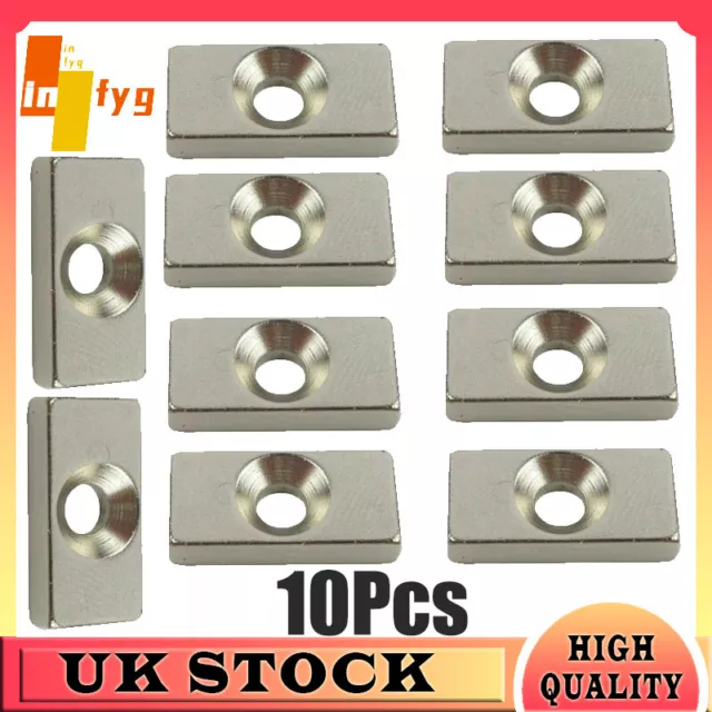 N50 Strong Block Magnets 20 x 10 x 3mm With 4mm Hole Rare Earth Neodymium DIY DE