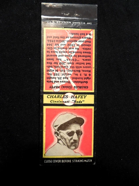 1935 Diamond Match covers black borders RARE Charles Chic Hafey Cincinnati Reds