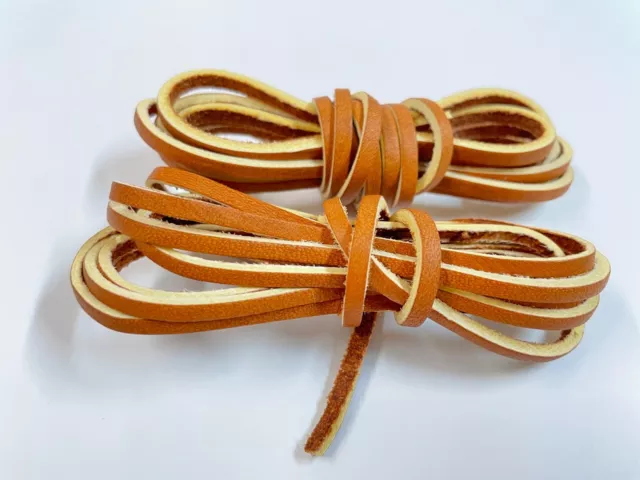 ONE PAIR- 72" ALUM tanned Strong Latigo Leather Shoelaces Strings Boot Laces