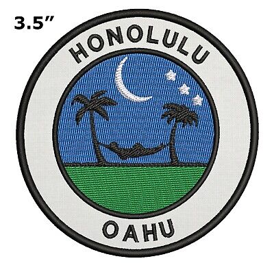 HONOLULU Oahu Patch Embroidered Iron-On Applique Travel Nature Souvenir
