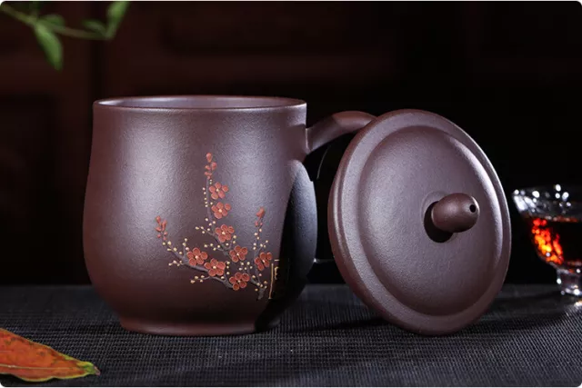 420cc Chinese Yixing Zisha Clay Pottery Handmade Flower Pattern Tea Cup Teacup 3