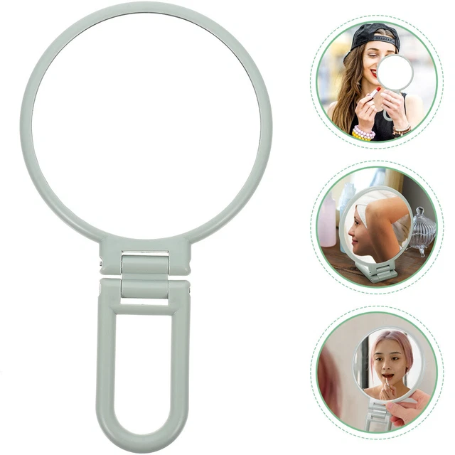 Espejo de mano plegable compacto cosmético espejo de tocador para niñas y mujeres