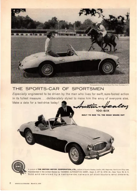 1959 Austin Healey 100-Six BMC Blind Brook Polo Club Purchase New York Print Ad