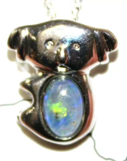 Australian Icon Koala Natural Black Triplet Opal Pendant Solid Silver