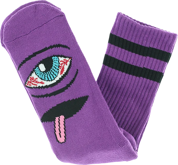 TOY MACHINE BLOODSHOT EYE CREW SOCKS PURPLE 1pr