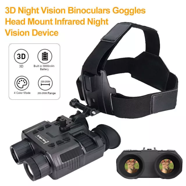 NV8000 Night Vision Googles 3D 1080P Infrared Binoculars Goggles Head Mounted UK