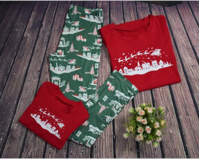 US Stock Family Match Christmas Adult Women Kid Sleepwear Nightwear Pajamas HOT
