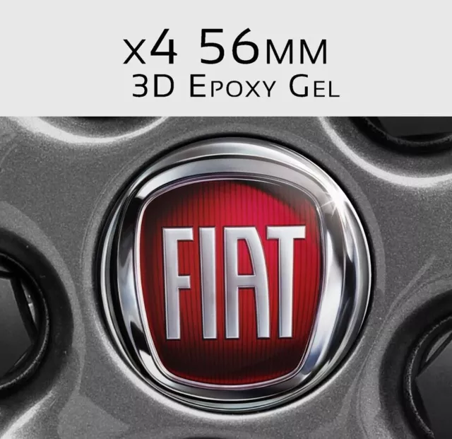 Pegatinas FIAT, pegatinas para ruedas FIAT, epoxi 56 mm, gel 3D x4