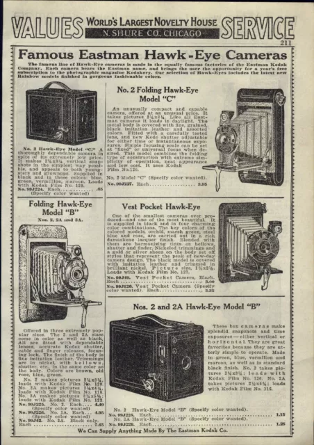 1931 PAPER AD Eastman Hawk-Eye Camera Model C B Folding Kodak Pocket Series III